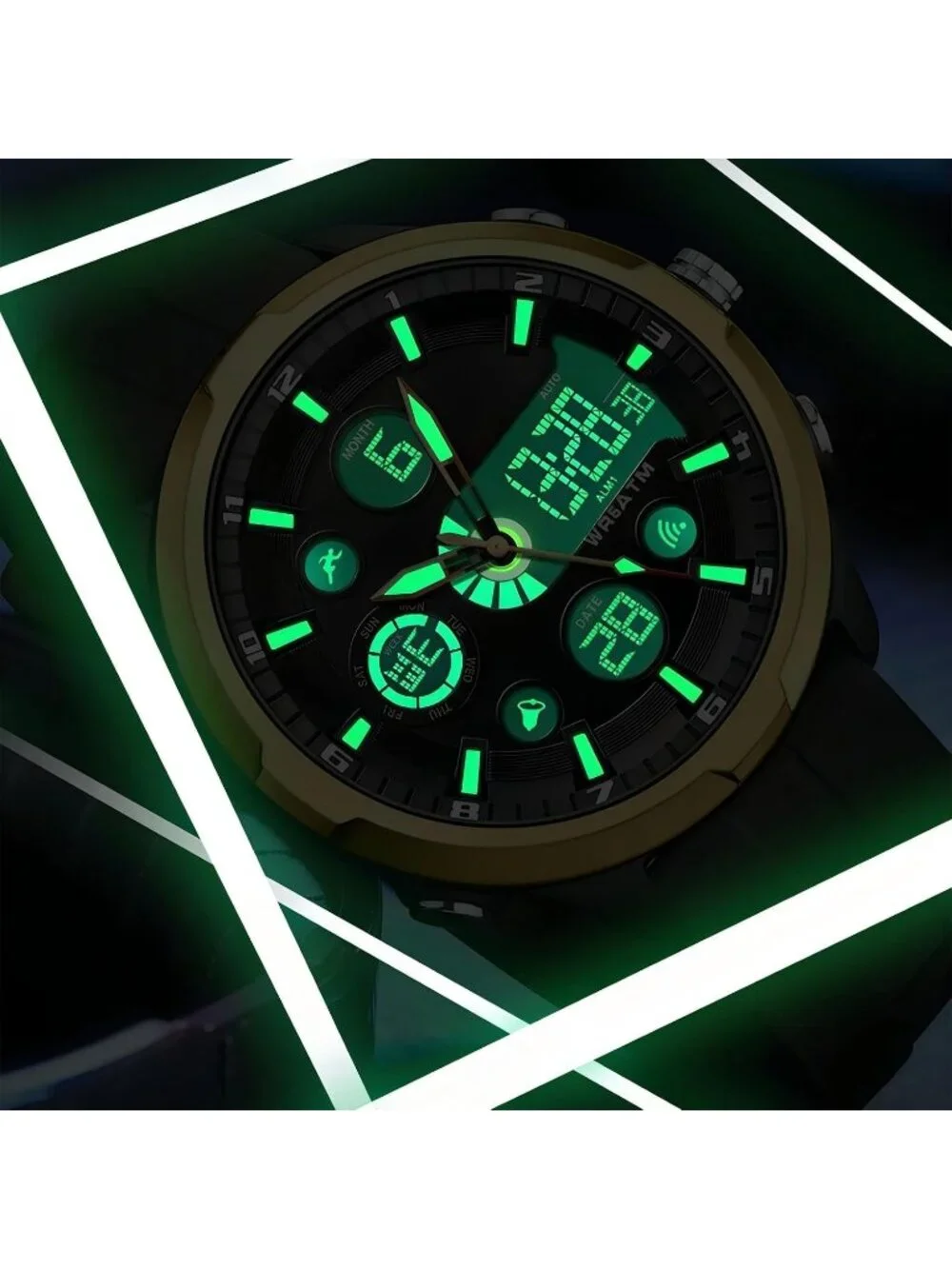 Men Gold Large Face Watches Chronograph Waterproof Sport Military Heavy Duty